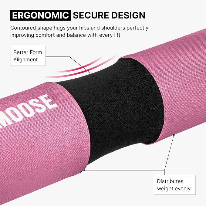 DMoose Fitness Barbell Pad for Hip Thrust, Squat & Lunges - Non-Slip Thick Foam Cushion for Neck and Back Support with Two Straps - Hip Thrust Pad for Leg Day - Fits All Olympic Bars and Smith Machine