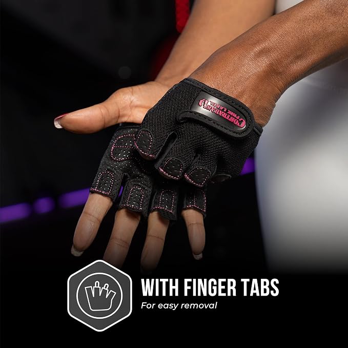 Contraband Pink Label 5537 Womens Micro Weight Lifting Gloves w/Grip-Lock Silicone Padding (Pair) - Minimalist Half Gloves - Apple Watch Friendly