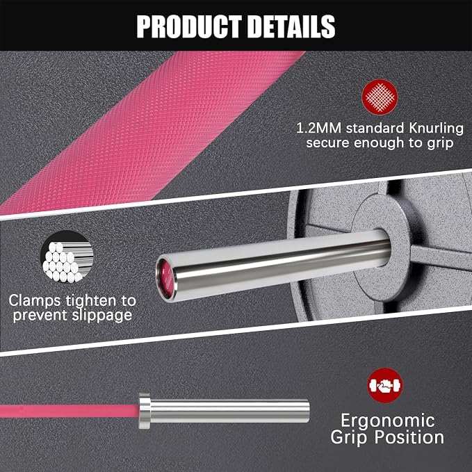 PROOFGOLD 6.6ft Olympic Barbell Bar,35Lb(15kg) Womens Barbell,Bench Press Bar for Squats and Deadlifts,2 Inch Olympic Weight Bar for Home Gym,500LB/700LB