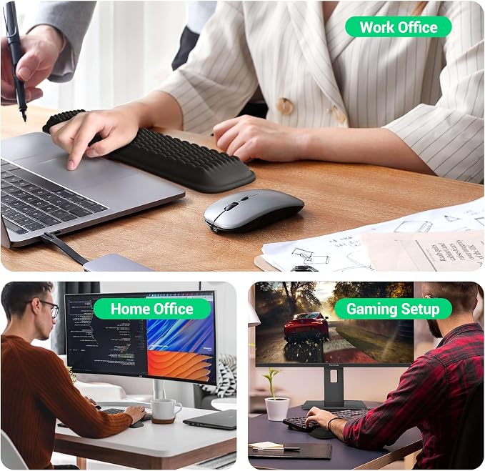 MEKASS Keyboard Wrist Rest, Soft Memory Foam Wrist Support for Keyboard, Keyboard Hand Rest Pad for Wrist Pain Relief, Keyboard Wrist Guard for Long Hours of Work, Gaming, Studying（White）