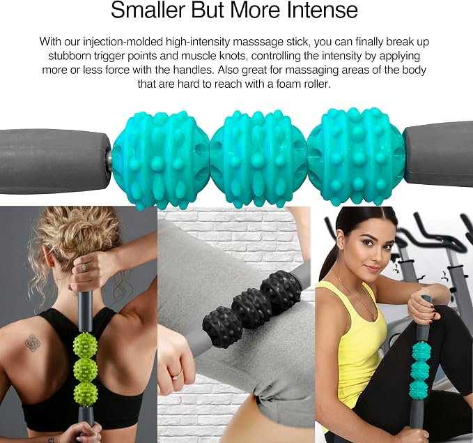321 STRONG 5-in-1 Massage Set, Complete Mobility Kit for Workout Recovery | Deep Tissue Roller for Legs, Spikey Foot Ball, Hamstring Stretch Strap, Quad Roller Stick, Carry Bag