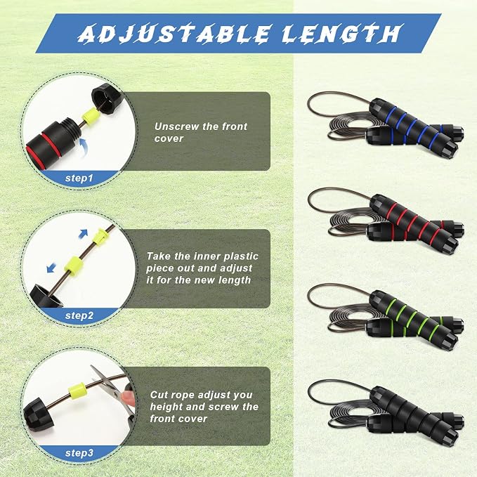 Jump Ropes for Fitness with Ball Bearings Speed Jumping Adjustable Skipping Rope with Foam Handles Exercise Stuffer for Men Women Cardio Training Slim Body