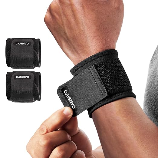 CAMBIVO 2 Pack Wrist Brace for Carpal Tunnel with wraps, Black | Wrist Support, Adjustable Wrist Wraps for Weightlifting, Tendonitis, Pain Relief, Sleeping, Night, Gym, Neoprene, Both Hands