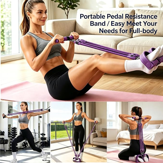 Resistance Band with Handle 100LBS Pedal Resistance Bands for Pilates Yoga Physical Therapy Leg,Abdomen,Waist,Arm,Workout Bands Exercise Resistance Bands Set for Women
