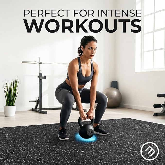 bemaxx Gym Mats Set - 24 pcs EVA Interlocking Foam Floor Tiles (24.4"x24.4"x0.4") 96 sqft Protective Gym Flooring Sports Home Workout Exercise Mats Puzzle Garage Fitness Play-Room Pool Treadmill Bike
