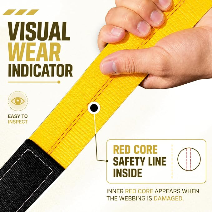 2-Pack 2" x6.5ft Lift Sling Web Straps Heavy Duty Polyester | 13,000lbs capacity. Feature abrasion resistant wear guard ends. Ideal for lifting furniture, appliances & heavy loads.