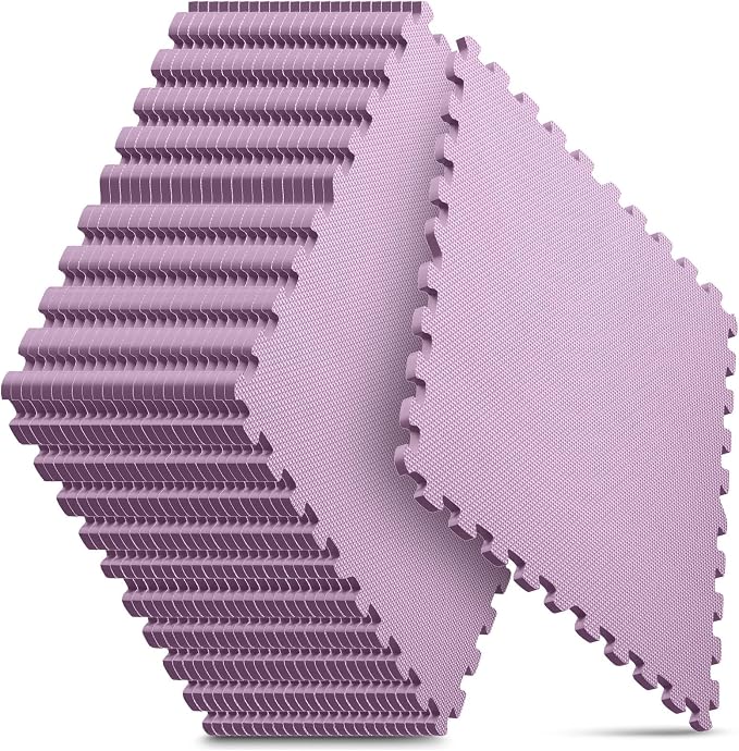 24 Pack 96 sqft Home Gym Mat, Puzzle Exercise Mat, EVA Interlocking Foam Floor Tiles for Home Workout Equipment and Kids' Play Areas - Blue, 24 in x 24 in x ½ in - (Pink, 24 Pack(96 SQ FT))