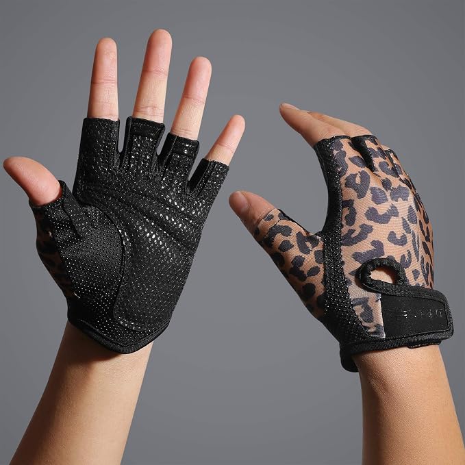 Workout Gloves for Women Men, Weight Lifting Gloves Padded, Full Palm Grip | Gym Grip Gloves for Weightlifting, Rowing, Exercise, Cycling, Dumbbells, Kettlebells, Home Work Out Equipment, Half-finger
