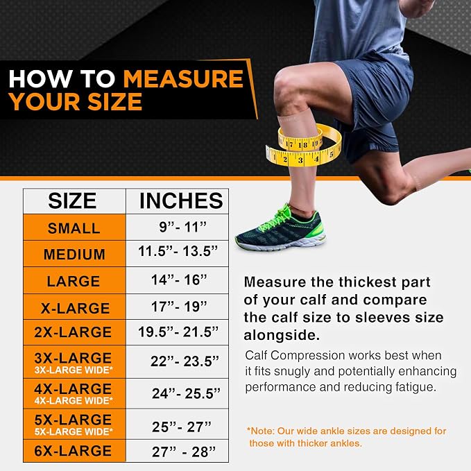 Doc Miller Compression Calf Sleeve for Men & Women, 20-30mmHg | Graduated Support for Running, Shin Splints, Calf Strain, Knee High, Small to 6XL Plus Size