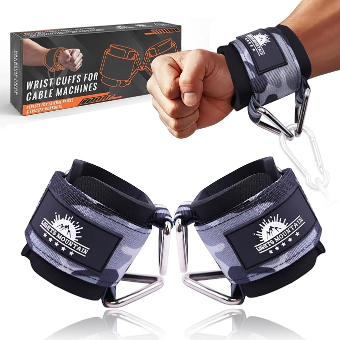 Wrist Cuffs for Cable Machines – Padded & Adjustable Straps for Lateral Raises, Tricep Pushdowns & Strength Training