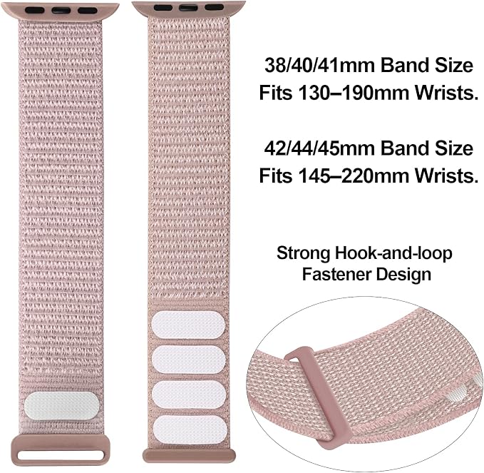 Sport Loop Band Compatible with Apple Watch Band 38mm 40mm 42mm 44mm iWatch Series 6 5 SE 4 3 2 1 Strap, Nylon Velcro Women Men Stretchy Elastic Braided Adjustable Wristband, 38mm 40mm Rose Pink | Braided Nylon Band for Apple Watch 38mm 40mm, Adjustabl...