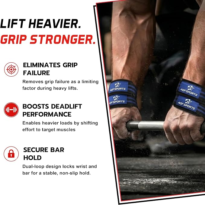 AQF Figure 8 Weight Lifting Straps, Padded Cuff Support for Deadlift