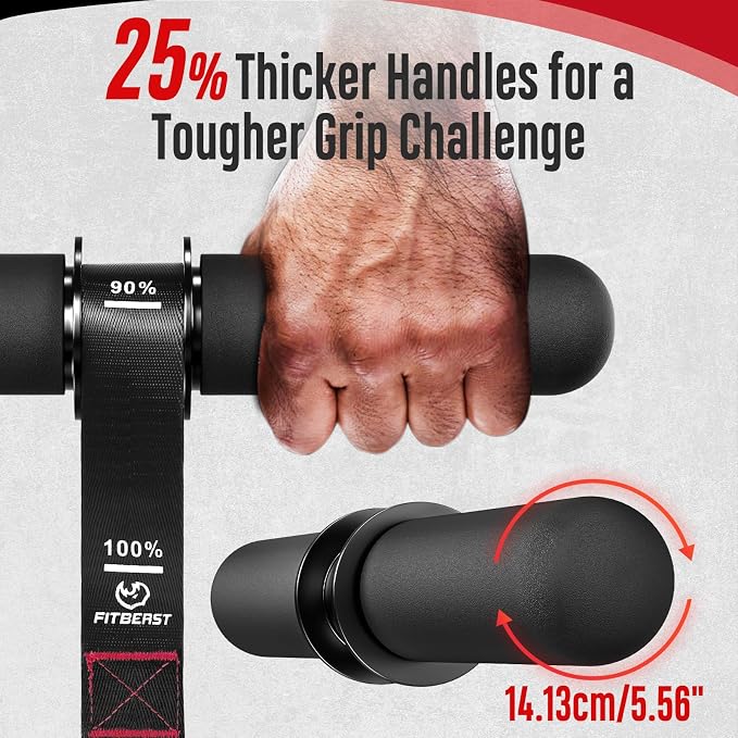 FitBeast Forearm Strengthener & Forearm Exerciser, Wrist Roller | Forearm strength trainer with thick handle and adjustable strap. Ideal for grip strength, muscle building and rehabilitation.
