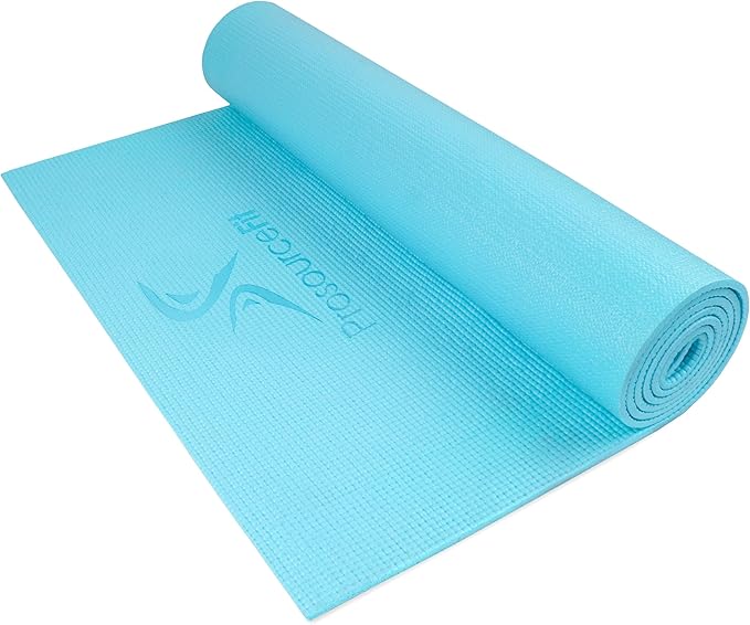 ProsourceFit Original Yoga Exercise Mat 1/4” (6mm) Thick for Comfort and Stability with Carrying Straps, Non Slip –Multiple Colors