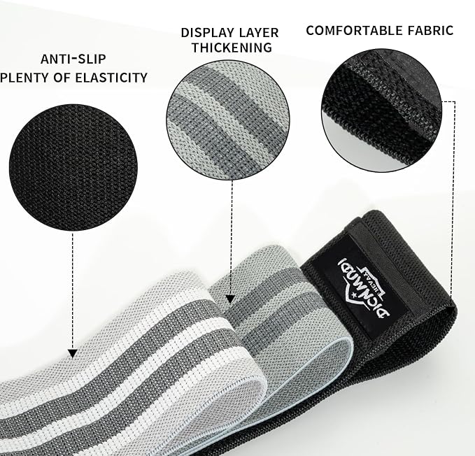 DICYWUDI Fabric Resistance Bands for Working Out, 6Pack Non-Slip Exercise Bands for Women and Men, Fabric Booty Bands for Home, Fitness, Pilates, Stretching