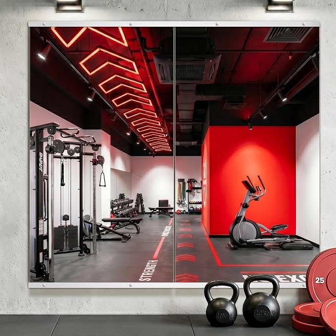 Home Gym Mirror for Wall, 54"x30"-2PCS Frameless Tempered Glass Mirror | Large Full Length Mirror for Garage, Workout, Yoga Room, Dance Studio & Home Exercise