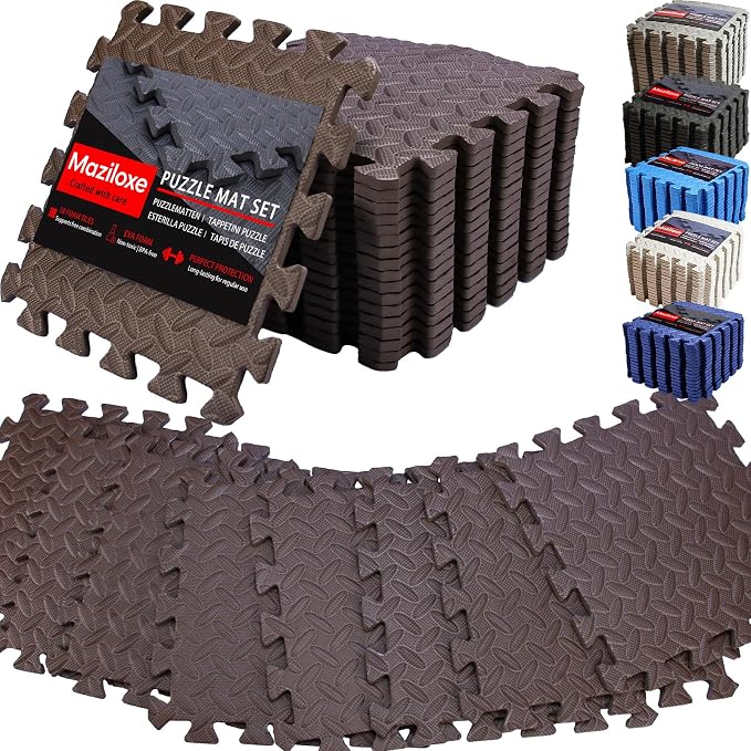 Gym Flooring for Home Gym, 18 PCS Anti-Slip Interlocking Foam Floor Tiles, 12.6"x12.6"x0.4" EVA Exercise Mats, Puzzle Floor Mat For Workout, Yoga, Kids Play Area, Treadmill, Garage
