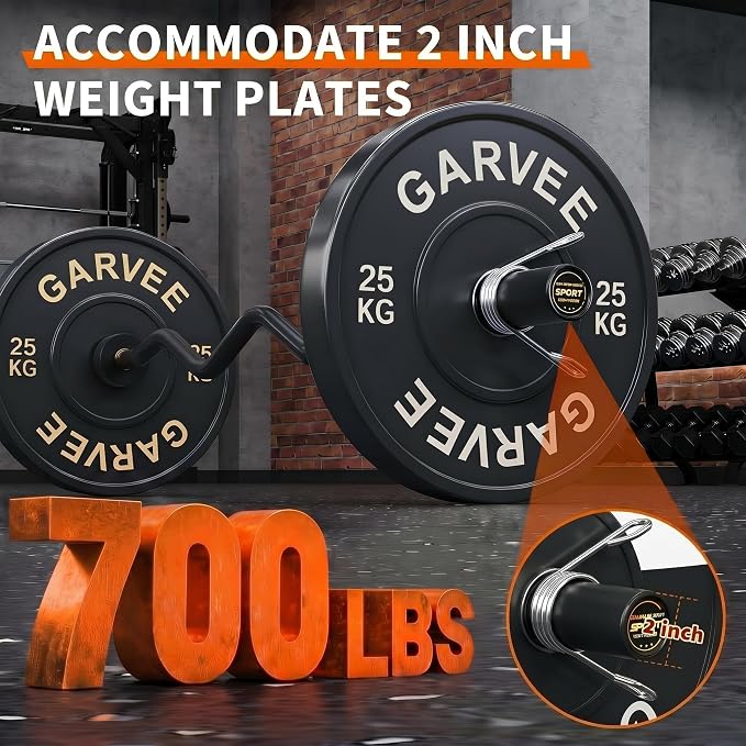 7ft Olympic Barbell for Home Gym, 45lb 2" Weight Bar for Deadlift Weightlifting, Bar, 1000 Lb High-Capacity, Hard Chrome, Knurled Grip, Strength Training Bench Press Squat Presses, Rows, Curl