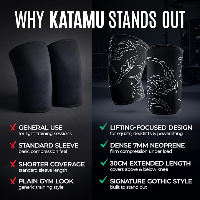 Gothic 7mm Neoprene Knee Sleeves for Weightlifting — Premium Compression Support for Men and Women, Powerlifting, Squats and Strength Training, IPL Pair | Compression Support for Men and Women, Powerlifting, Squats and Strength Training, IPL Pair