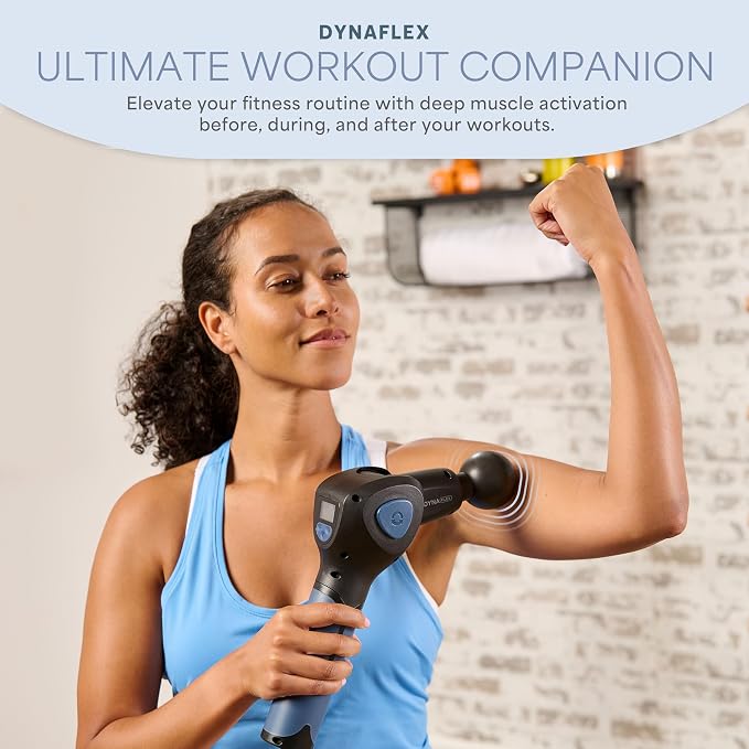 LifePro DynaFlex Percussion Massage Gun, Rotating Arm, 10 Heads, 16 Speeds | Self-Reach Upper Back & Shoulders, No Partner Needed Rotating Arm Locks 0°, 30°, 60° & 90°, 1,500–3,300 RPM, Deep Tissue Gun