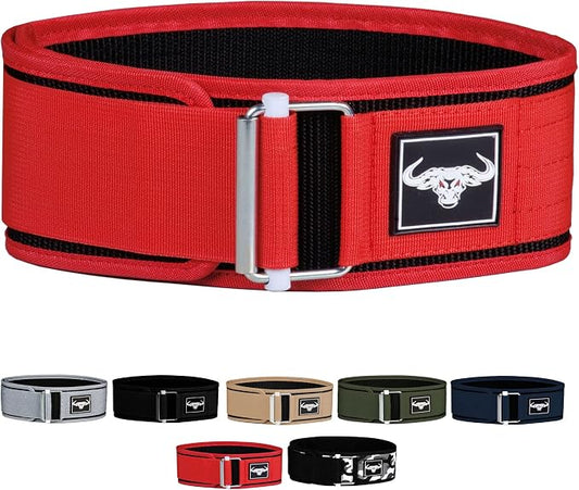 IBRO Quick Locking Premium Weight Lifting Belt - Back Support for Powerlifting, Cross Training & Gym Bodybuilding - 4 Inch Nylon Men and Women with Metal Buckle for Core Stability