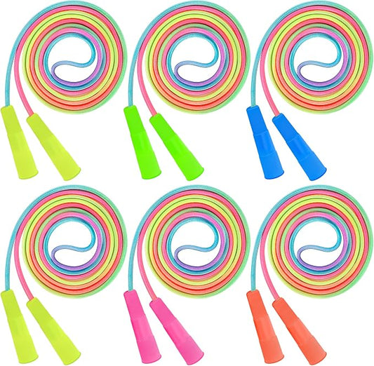 6 Pack Jump Rope for Kids, Adjustable Length Nylon Skipping Ropes for Kids | 7.55 Ft, Gradient Jump Rope, Adjustable Jump Rope, Plastic Handle Rope, Family Games, Outdoor Exercise, Recess Play