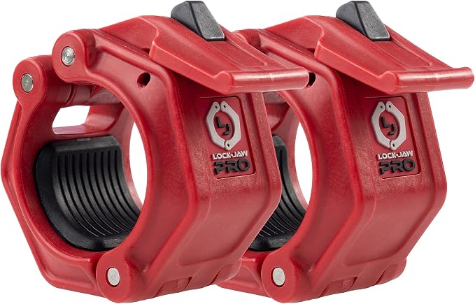 Lock-Jaw PRO 2 Barbell Collars Olympic Barbell Clamps 2 Pcs – Heavy Duty Bar Clamps for 2” & 50mm Olympic Bars – Secure Weight Bar Clamps for Strength Training & Home Gym Accessories – Quick Release