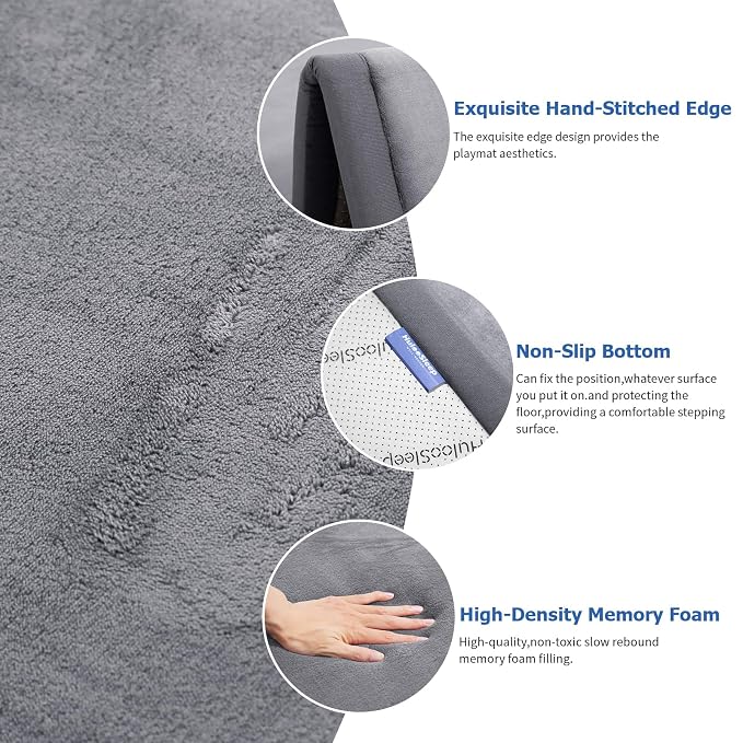 Extra Large 79"x158" Baby Activity Play Mat for Floor, 1.3" Thick Elasti Foam for Tummy Time & Crawling, Non-Slip Nursery Rug for Infants, Toddlers & Kids, Tatami Style Mat for Yoga, Living Room, Classroom & Playroom (Dark Gray)