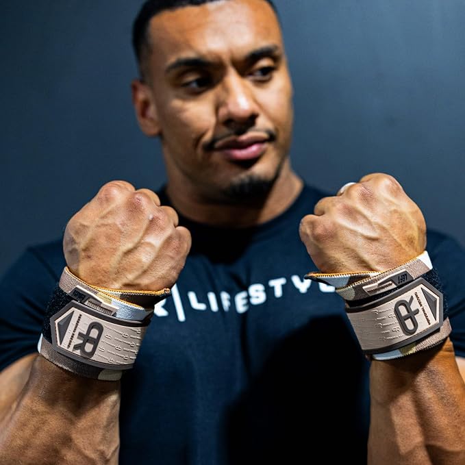 PR Personal Record Heavy Duty Premium Wrist Wraps, More Elasticity, Reinforced Stitching, Extra Wide Strap, Strong Thumb Loop, Larry Wheels Weightlifting Wraps