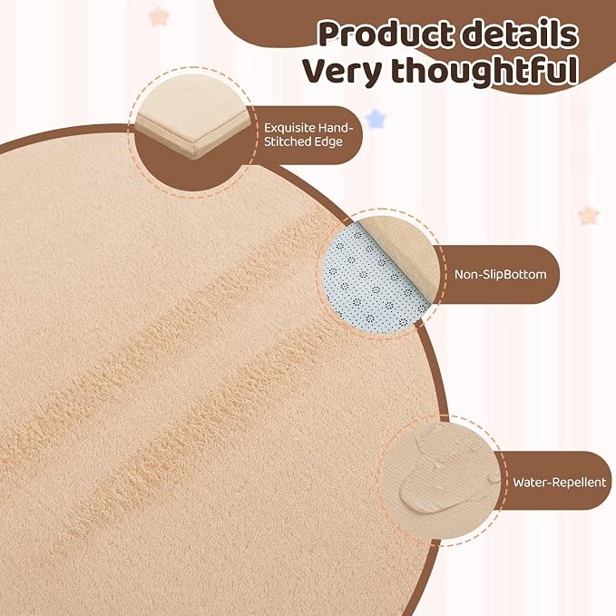 Baby Play Mat for Floor, 79'' x 79'' Thicken Foam Soft Padded Playmat for Tummy Time, Playpen Mat for Toddlers Infant Kids, Water-Repellent Coral Velvet, Non-Slip Bottom Safe for Crawling (Brown)