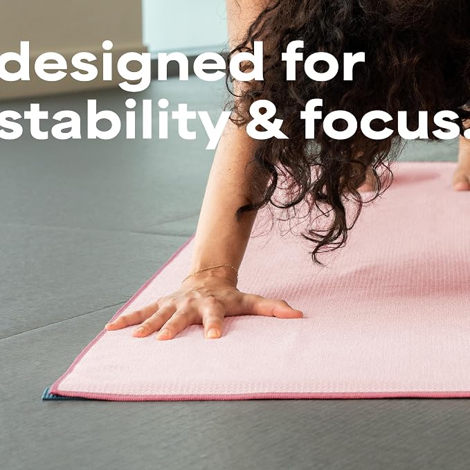 S&T INC. Aura Microfiber Yoga Mat Towel with Grip, 24" x 72", Pink | Silicone Grip Backing, Soft and Absorbent, Quick-Dry for Gym, Pilates, and Hot Yoga, Compact for Gym Bag, Machine Washable
