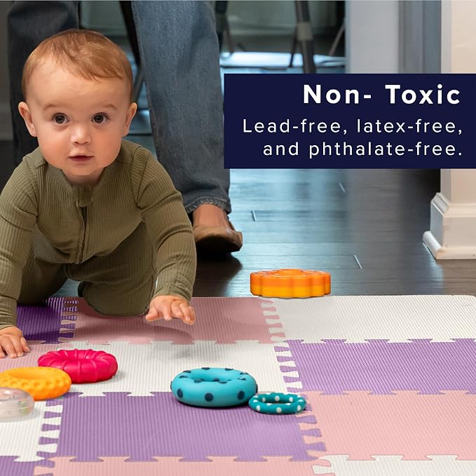 We Sell Mats 3/8" Thick Multipurpose EVA Foam Exercise Floor Mat, 12"x12" Interlocking Kid-Friendly Tiles, Anti-Fatigue for Home, Gym, Playpens, Classrooms