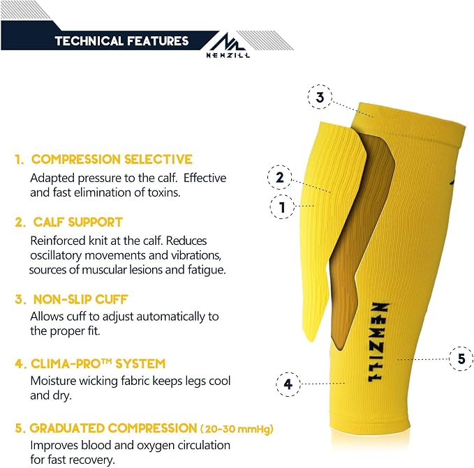 NEWZILL Compression Calf Sleeves (20-30mmHg) for Men & Women Perfect Option to Compression Socks for Running Travel Nursing