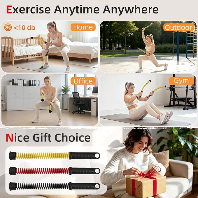 Abahub Weighted Ropeless Battle Rope, Portable Silent Cordless Battle Ropes, Space Saving Home Gym No Battle Ropes with Storage Bag, 2PCS Yellow - Set B
