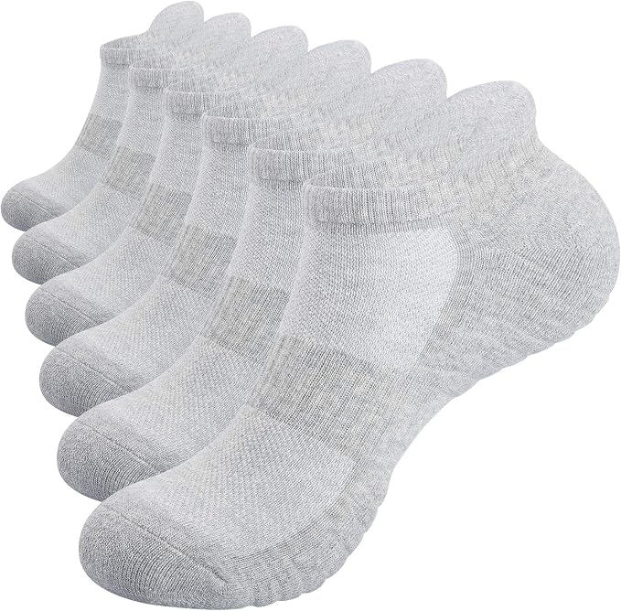 TANSTC Athletic Running Ankle Socks for Men Women, Cushioned Low Cut Sport Tab Socks, 6 Pack