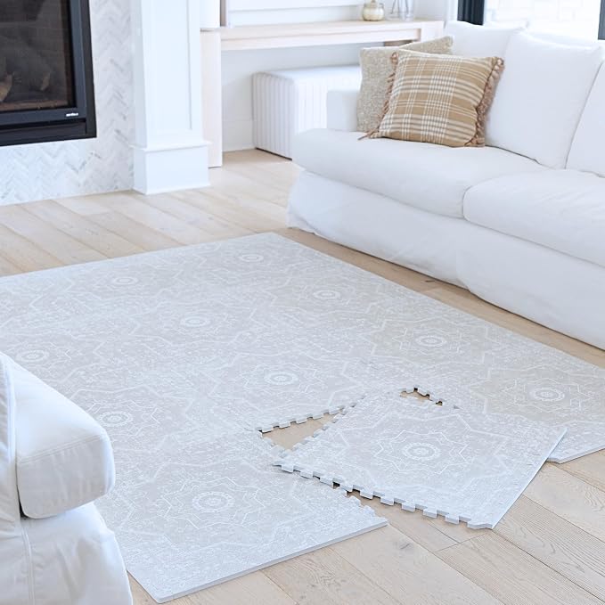 Little Landings Baby Play Mat for Floor - Layla (6x8ft) - Premium EVA Foam Play Mat for Babies & Toddlers (Ages 0-5+) - Non-Toxic Playmat for Tummy Time, Crawling & Playroom - Stylish & Comfortable