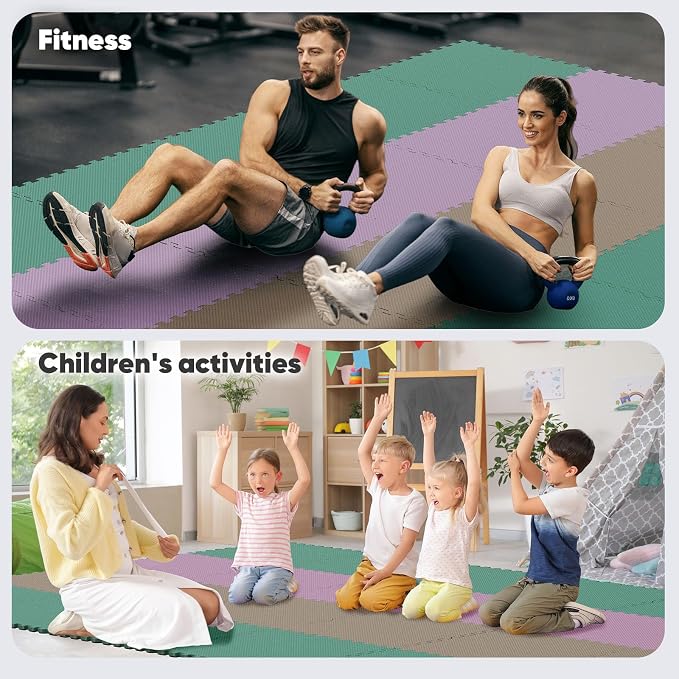 24 Pack 96 sqft Home Gym Mat, Puzzle Exercise Mat, EVA Interlocking Foam Floor Tiles for Home Workout Equipment and Kids' Play Areas - Blue, 24 in x 24 in x ½ in - (Pink, 24 Pack(96 SQ FT))