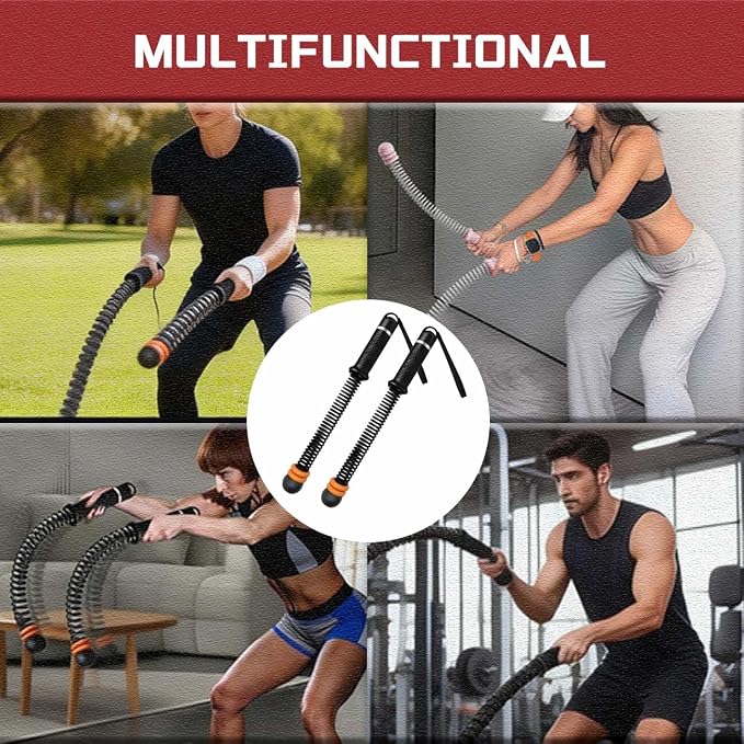 Weighted Ropeless Battle Rope for Home Gym, Workout Exercise Rope for Strength Building, HIIT and Low-Impact Aerobic Training for Men & Women Black