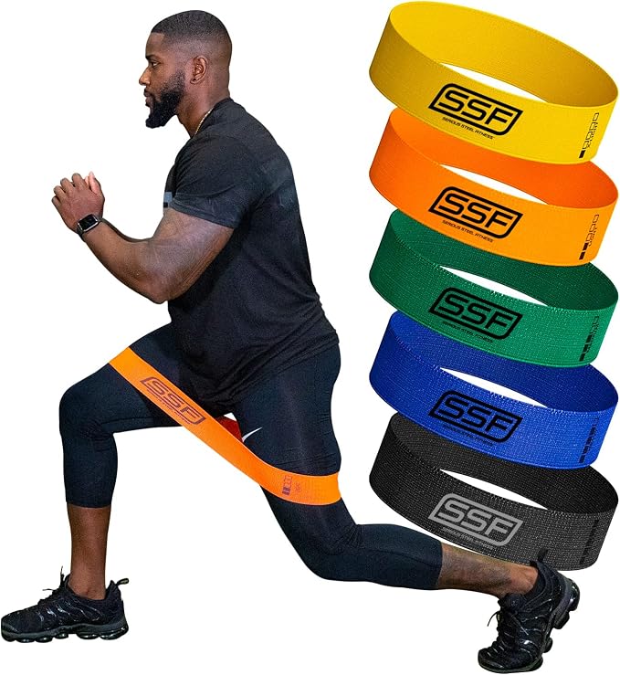 Fabric Mini Loop Non-Slip Resistance Band Set | Warm-Up, Physical Therapy, Glute Training, Speed and Agility Exercise Bands