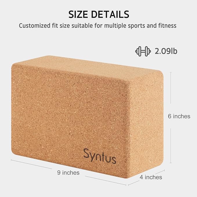 Syntus Yoga Block and Yoga Strap Set, Soft Non-Slip Yoga Blocks 9×6×4 inches, 8FT Metal D-Ring Strap for Yoga, General Fitness, Pilates, Stretching and Toning