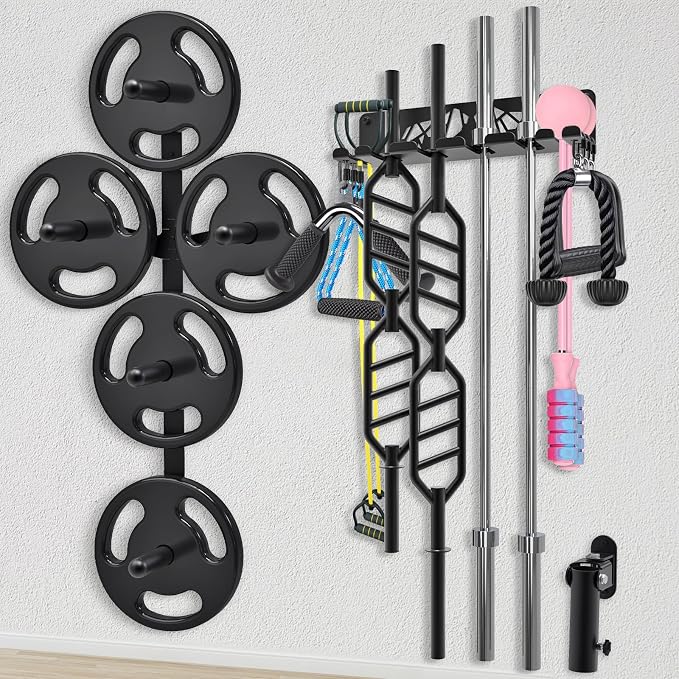Kipika Weight Plate Storage Rack - Wall Mounted Weight Plate Holder with Durable Steel Construction Organizer for Olympic Plates, 1000lb Capacity, Space-Saving for Home Gym