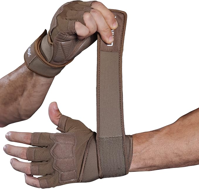 Workout Gloves for Men - Gym Weight Lifting Padded Gloves with Wrist Wrap Support, Full Palm Protection & Silicone Grip Gym Gloves, Exercise, Cross Training, Fitness, Pull-up