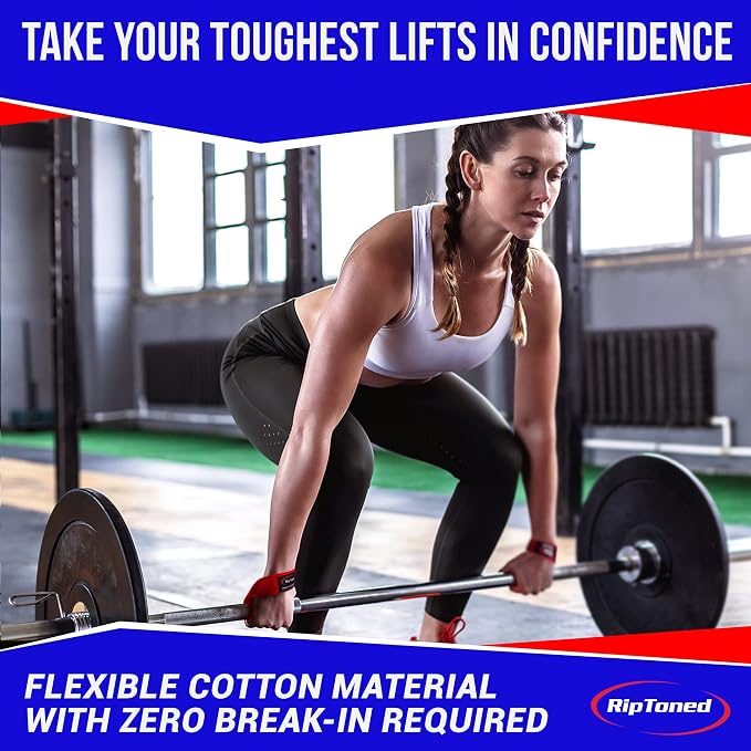 Rip Toned Lasso Lifting Straps for Weightlifting, 23¼" Padded | 1 Pair, cotton, non-latex neoprene. No break-in. Quick release. Deadlifts, rows, shrugs, pull-ups. Machine washable.