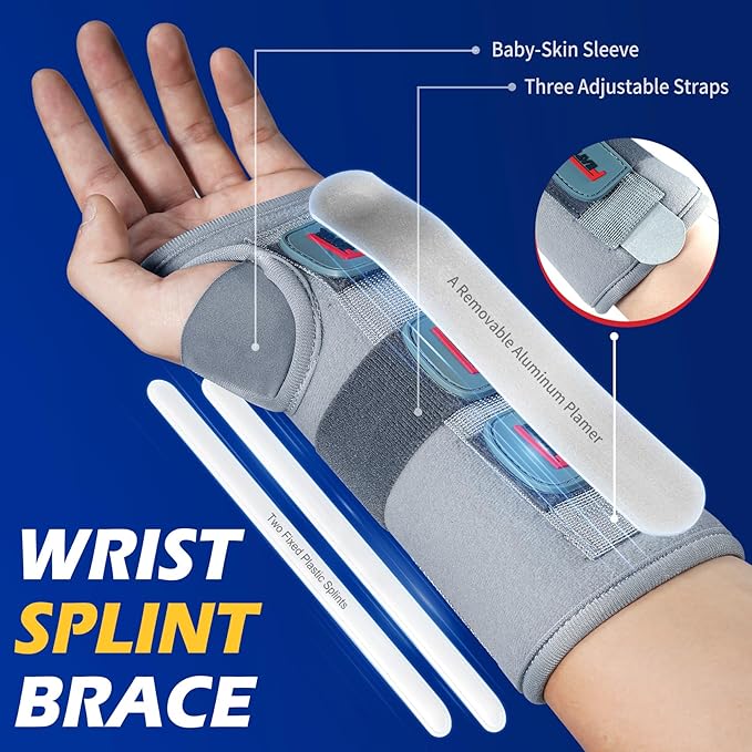FEATOL Wrist Brace Splint Carpal Tunnel for Women Men, Night Wrist Sleep Support Brace, Left Hand, Small/Medium, Pain Relief for Sprain, Arthritis, Tendonitis