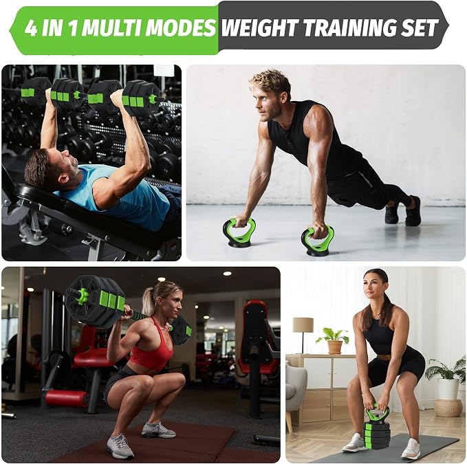 Garvee Adjustable Dumbbell Set, 44/66/88Lbs Free Weight Set with Connector, 4 in 1 Gym Set Used as Kettlebell, Dumbbell, Push up Stand, Weight Plate, Home Gym Weight Dumbbells Set, Fitness Exercises