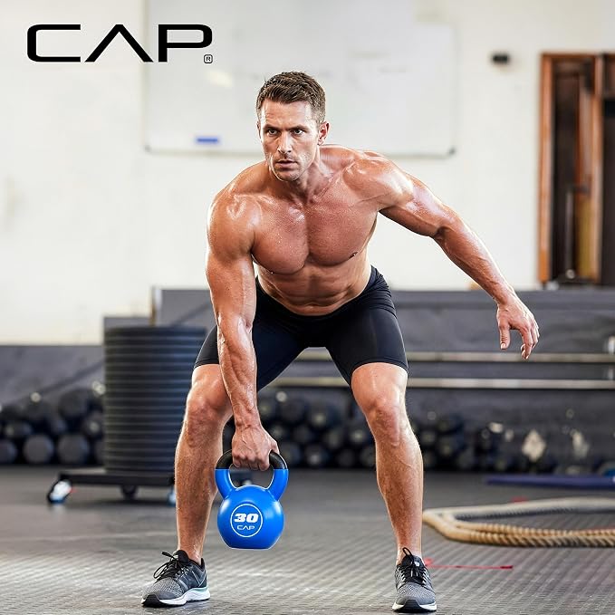 CAP Vinyl Coated Cast Iron Kettlebell, 10-50 LB Home Gym Weight