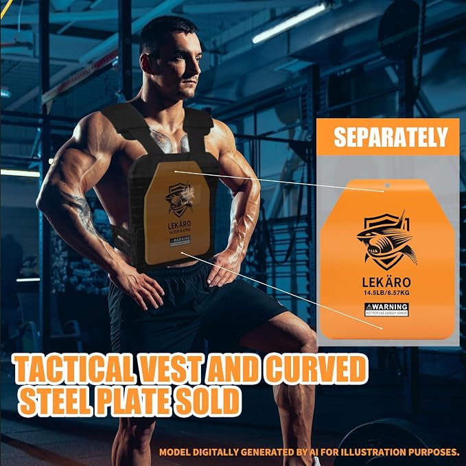 Curved Weighted Vest Plates 8.75 lb & 14.5 lb for Men and Women - 1 Pair Ergonomic Contoured Steel Plates - High-Density Build for Weighted Vests, CrossFit, Hero WOD and Rucking