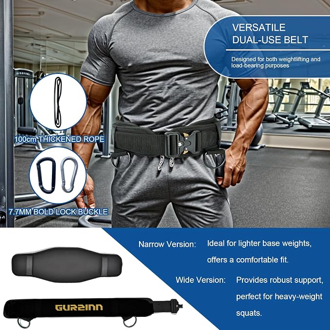 Weight Lifting Belt Gym Fitness with Quick Locking, Dip Belt with rope, Weighted Pull Up Belt for Gym Fitness Powerlifting Squat