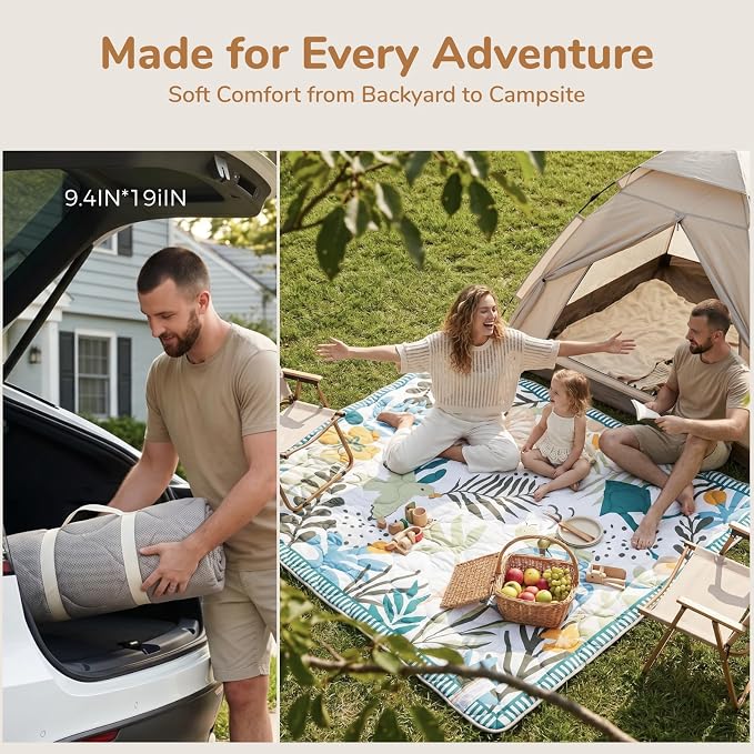 Momcozy Baby Play Mat for Floor, 59"x71" Thickened Playpen Mat | Playmate for Baby Tummy Time, Waterproof & Non-Slip, Foldable Outdoor Mat with Carrying Handle, Forest World