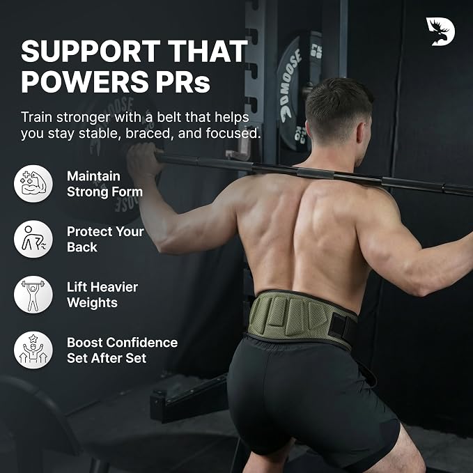 DMoose Fitness Weight Lifting Belt for Squats, Deadlift & Intense Workout - 6" Adjustable Fit Auto Lock Weightlifting Belt for Men & Women - Neoprene Gym Belts for Stability & Lumbar Back Support